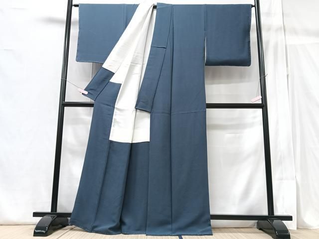 平和屋着物□上質な色無地 霞地紋 紺青色 正絹 逸品 AAAU3371ru 平和