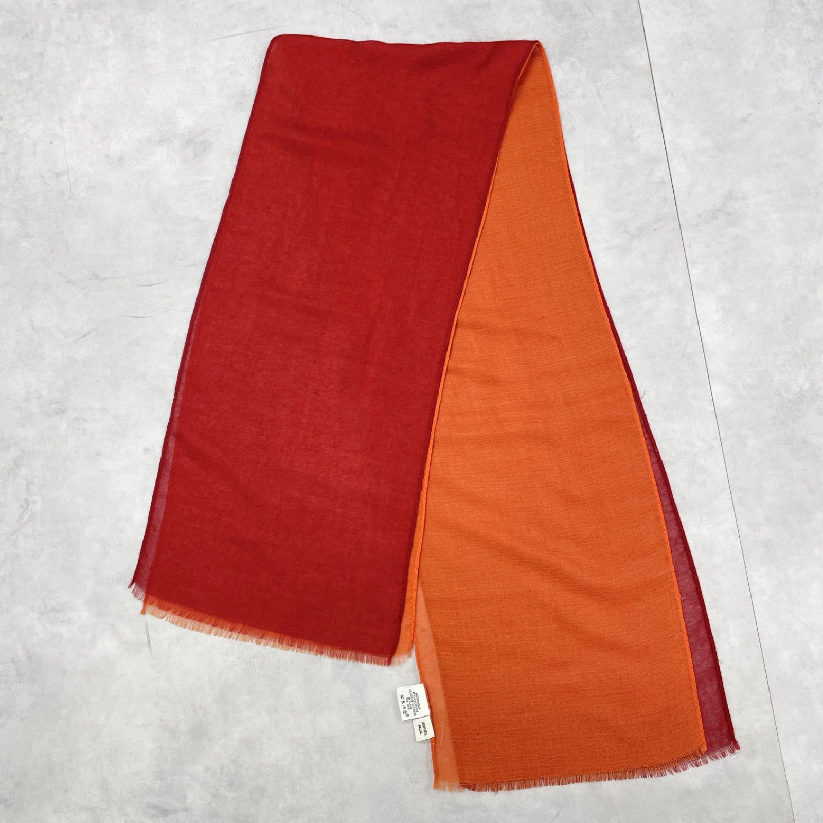 ◇エルメス◇カシミヤ×シルク/Hロゴ/ストール/レッド HERMES エルメス Hロゴ レイヤードストール カシミヤ シルク オレンジ