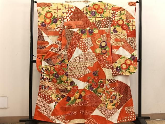 平和屋着物●豪華振袖　駒刺繍　絞り　草花文　正絹　逸品　AABC5093zg 平和屋着物○豪華振袖 駒刺繍 絞り 草花文 正絹 逸品 AABC5093zg 平和屋