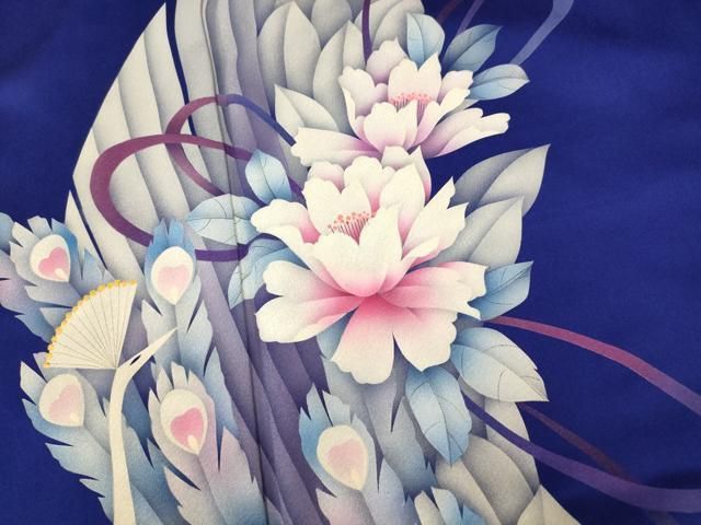 平和屋着物○訪問着 流水孔雀草花文 暈し染め 金彩 正絹 逸品