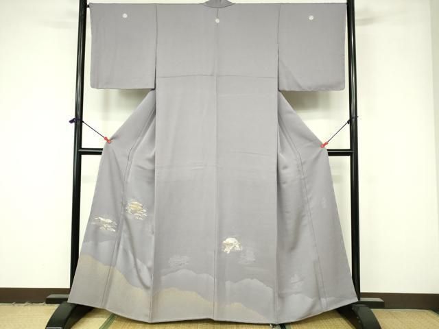 ◯C325正絹　袷　訪問着　寿光織　白樺　金糸　未使用しつけ付極美品　着物 平和屋着物□豪華色留袖 寿光織 風景文 金銀糸 正絹 逸品 未使用