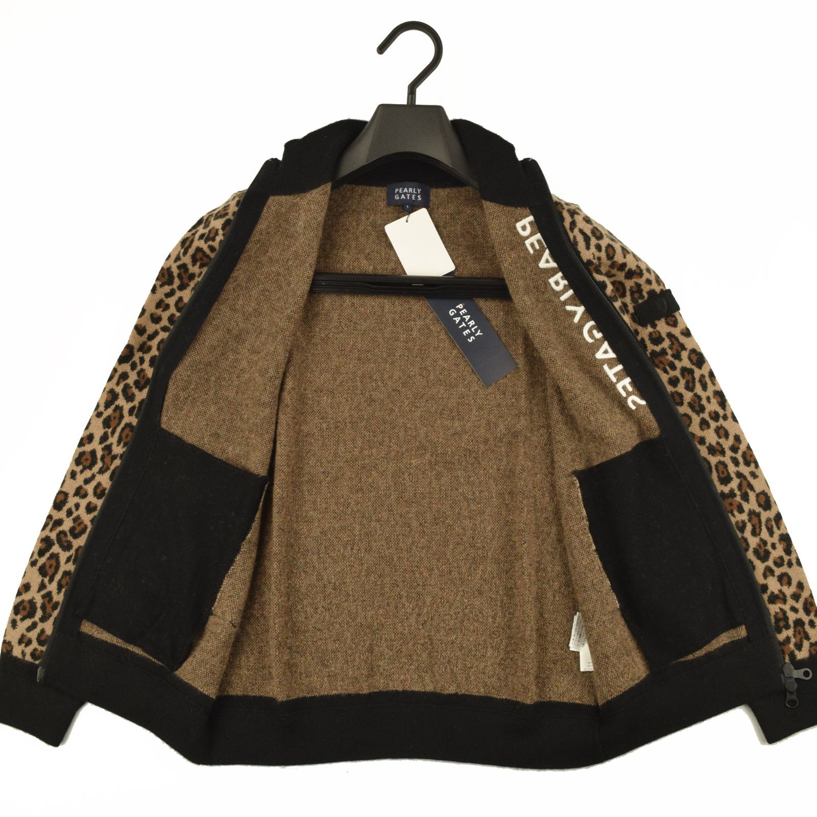 PG パーリーゲイツ ニットジャケット サイズ１ サイズ：1・M・新品】パーリーゲイツ レオパード柄 カシミヤ混 ダブル