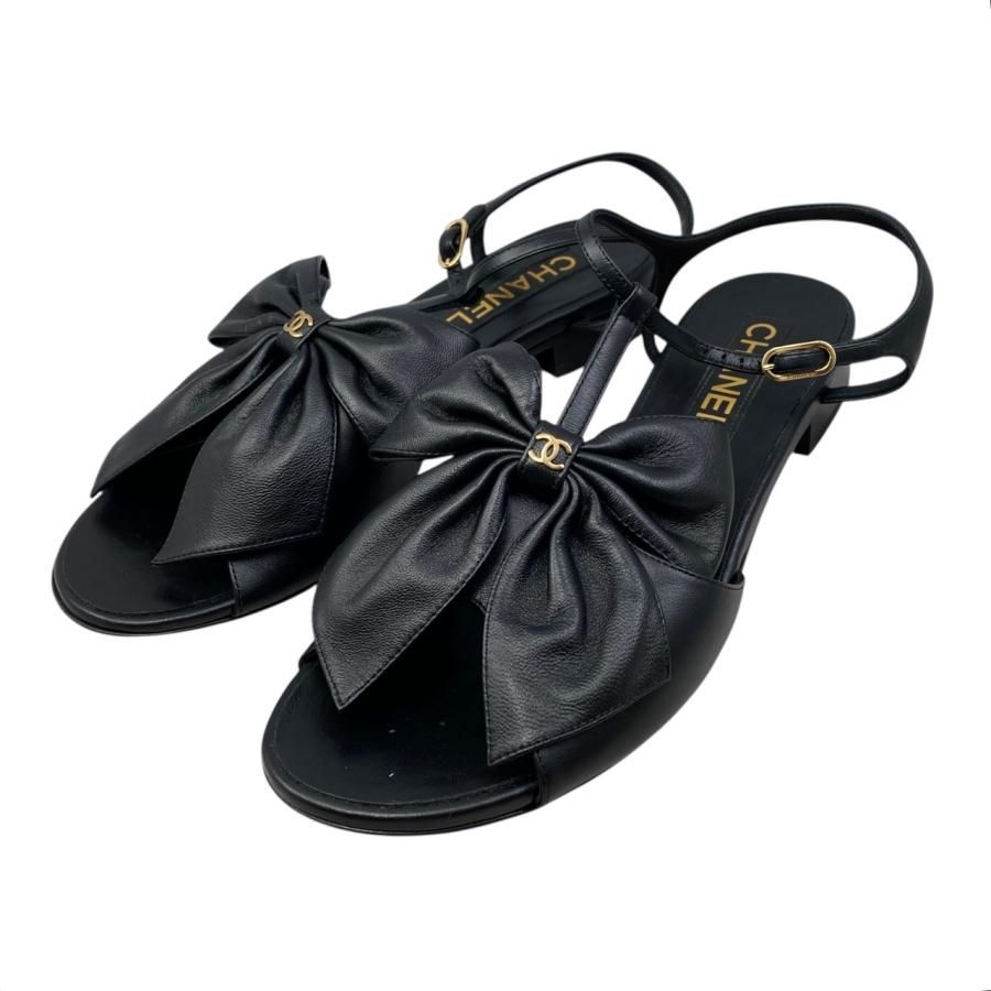 ☆E4782 シャネル サンダル リボン ココマーク G45862 X01000 94305 38