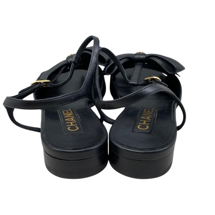 ☆E4782 シャネル サンダル リボン ココマーク G45862 X01000 94305 38