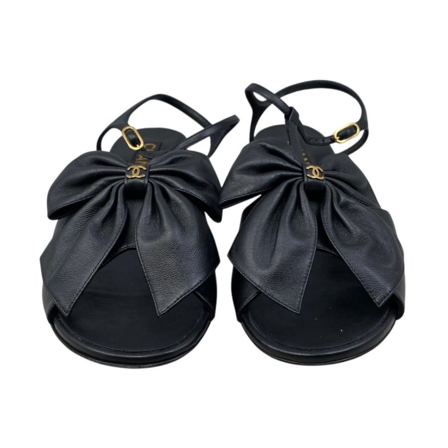 ☆E4782 シャネル サンダル リボン ココマーク G45862 X01000 94305 38