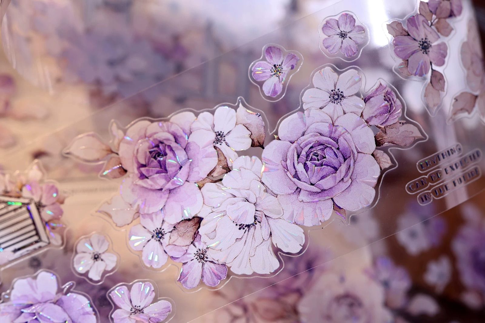 8946】海外 マステ 6m巻 貝殻光PET カッティングマスキングテープ お花