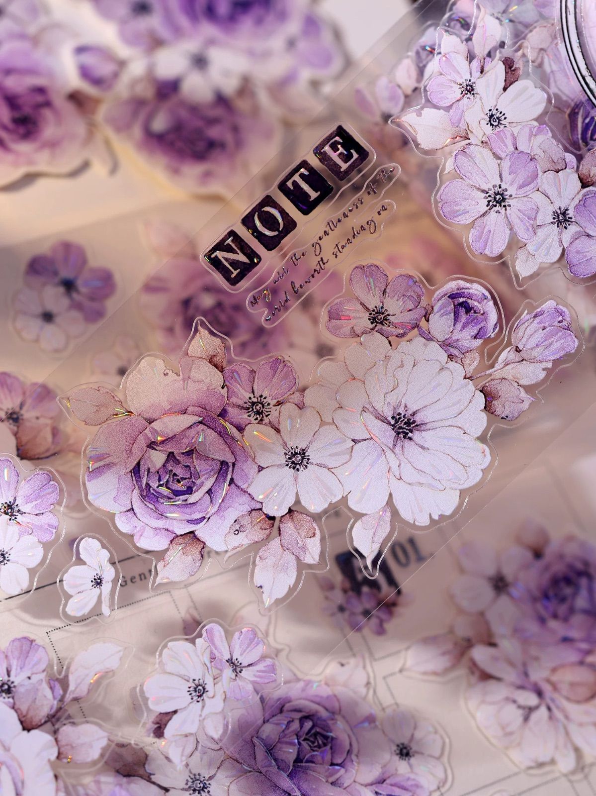 8946】海外 マステ 6m巻 貝殻光PET カッティングマスキングテープ お花