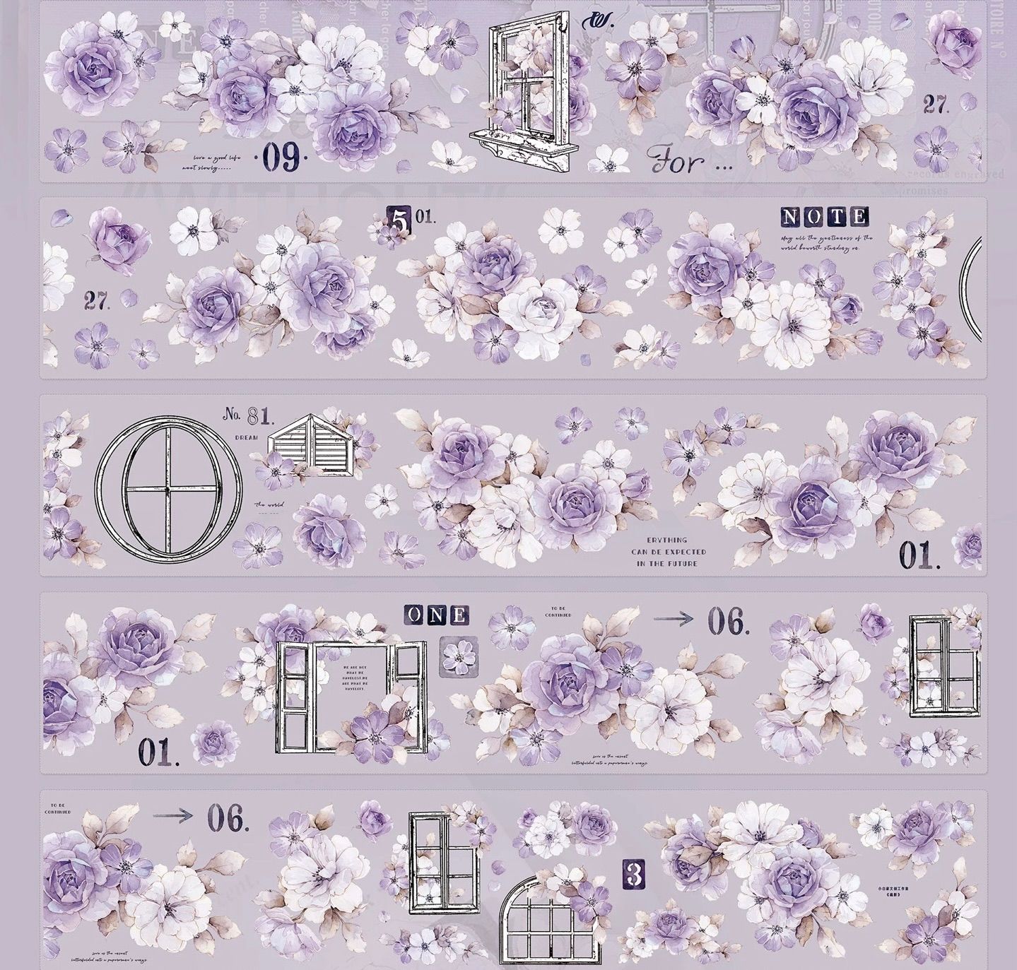 【8725】海外　マステ　5m巻売り　貝殻光カッティング　蝶々 9028】海外 マステ 5/巻 貝殻光マスキングテープ お花 紫 装飾系