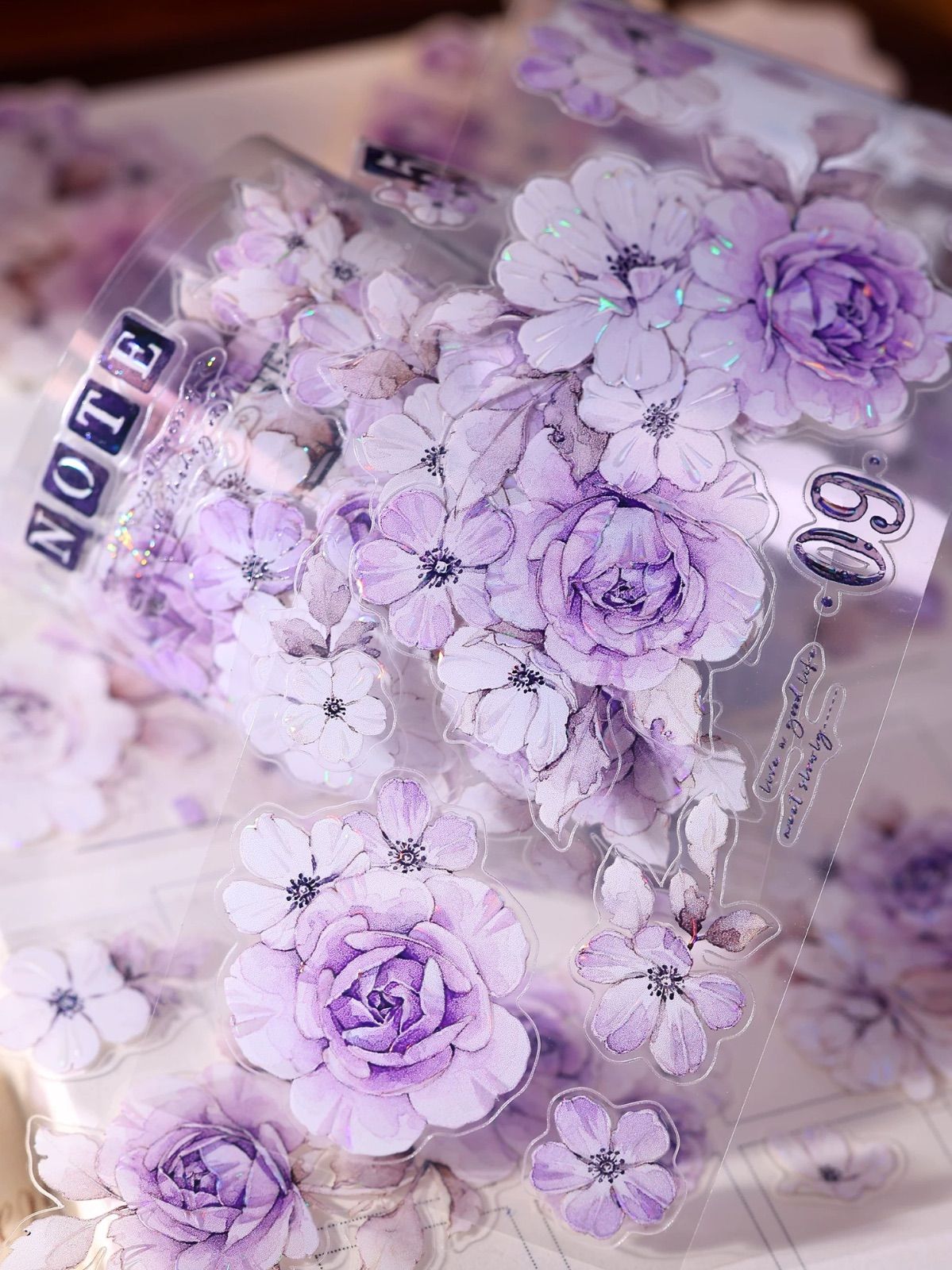 8946】海外 マステ 6m巻 貝殻光PET カッティングマスキングテープ お花