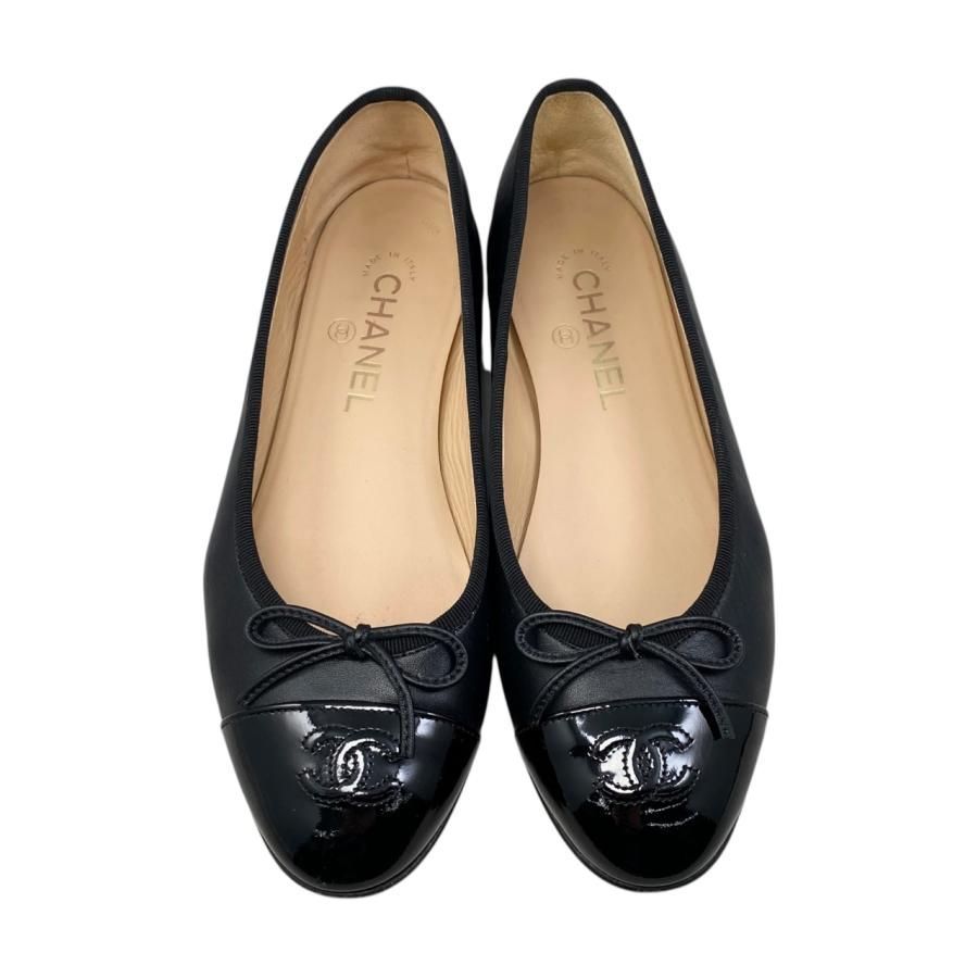 ☆E4781 シャネル パンプス ココマーク リボン バレリーナシューズ