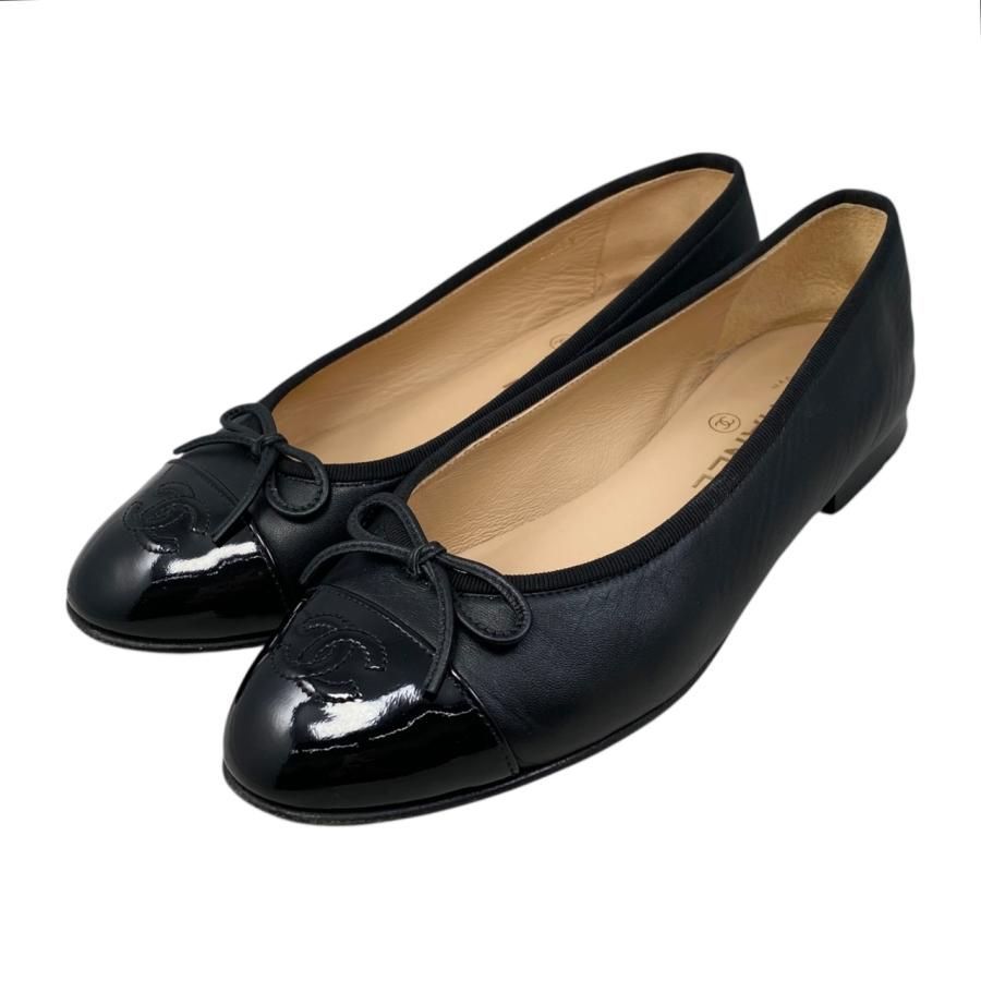 ☆E4781 シャネル パンプス ココマーク リボン バレリーナシューズ