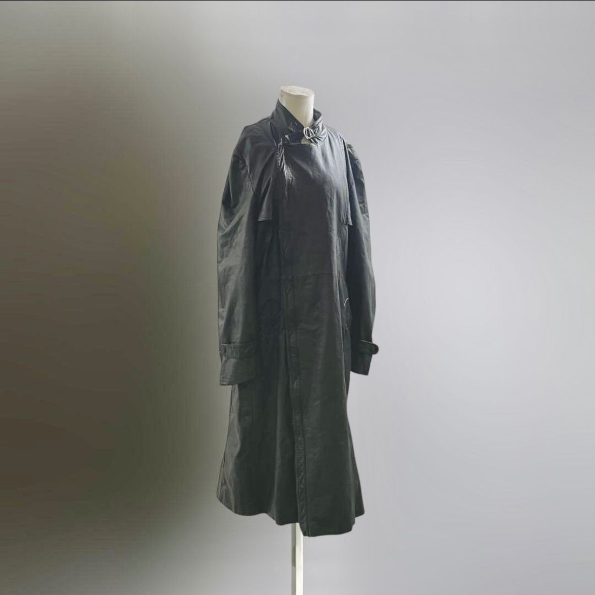 80s ヴィンテージ ライダース レザーコート ロングコート ジップコート