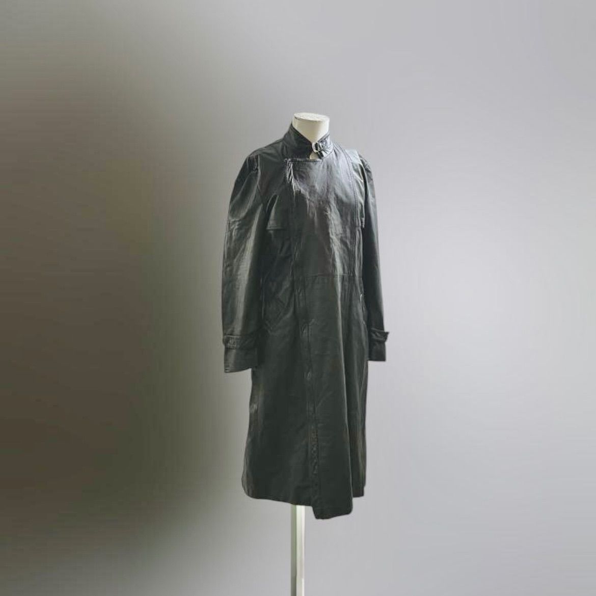 80s ヴィンテージ ライダース レザーコート 配送 ロングコート ジップ