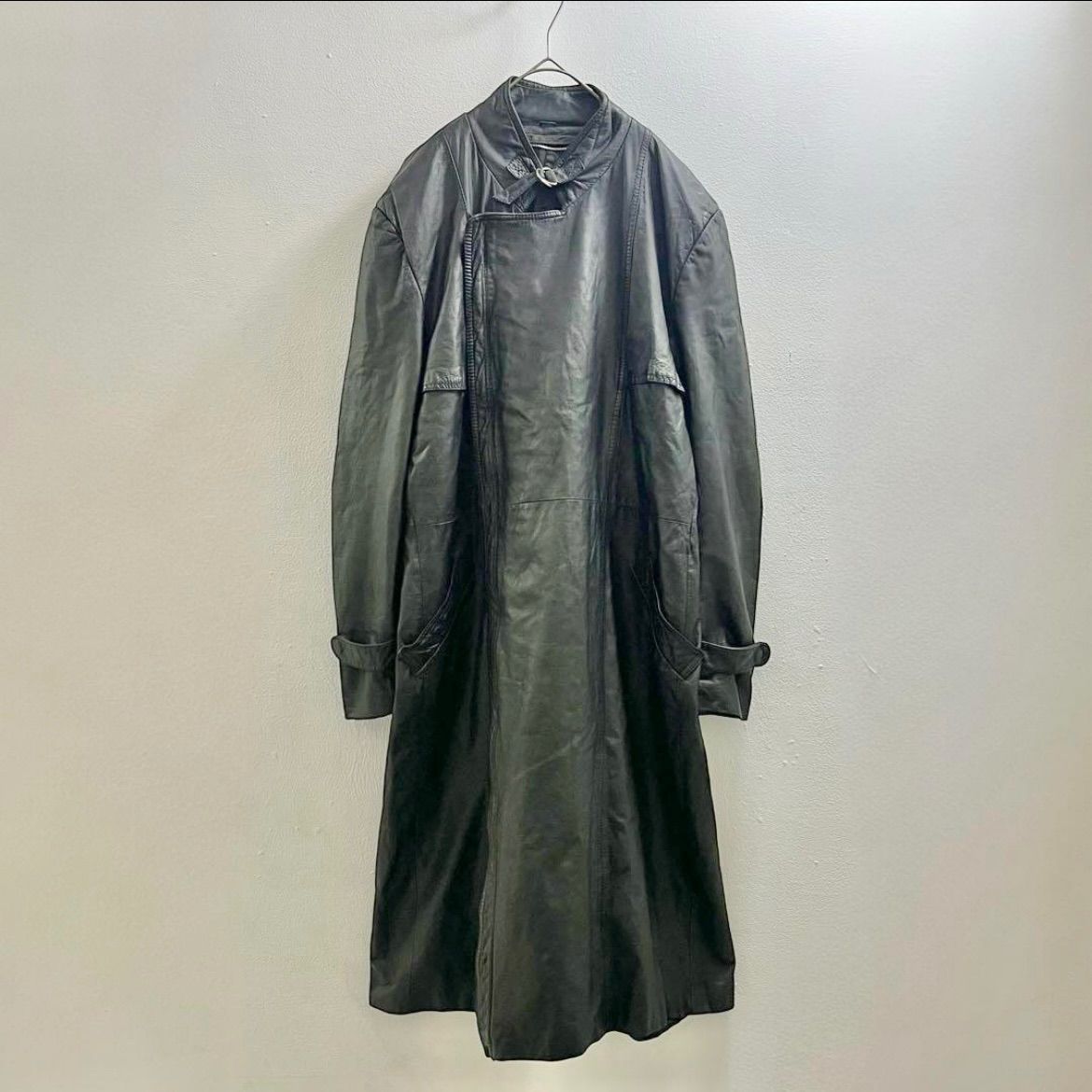 80s ヴィンテージ ライダース レザーコート ロングコート ジップコート