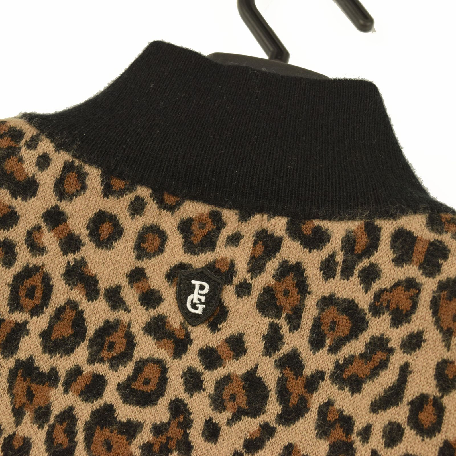 サイズ：0・S・新品】パーリーゲイツ レオパード柄 カシミヤ混 ダブル