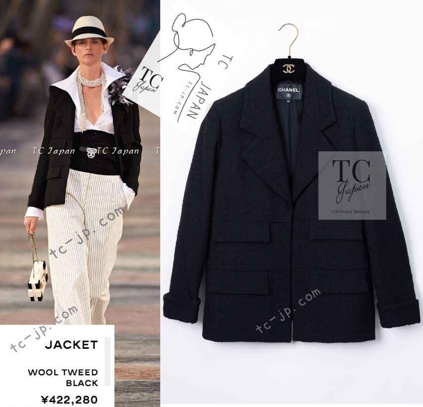 【タイムセール】CHANEL シャネル　レア　ランウェイ　ジャケット シャネル ジャケット CHANEL ブラック ウール ポケット ツイード 42万