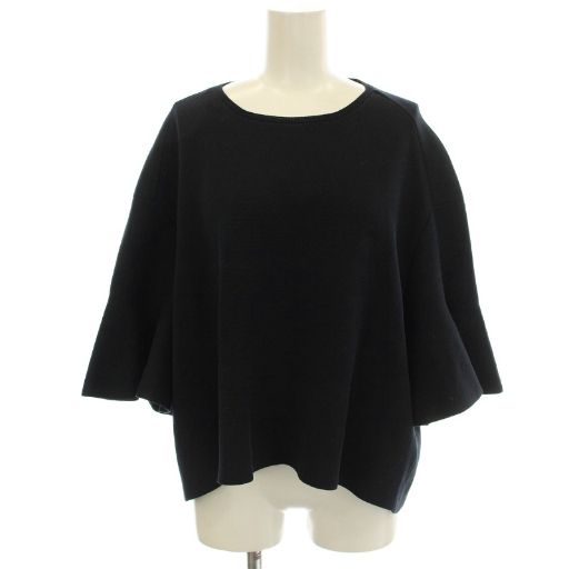 ドゥロワーdrower フレアスリーブニット1 ドゥロワー Drawer ニット 半袖 カットソー フレアスリーブ 1 紺