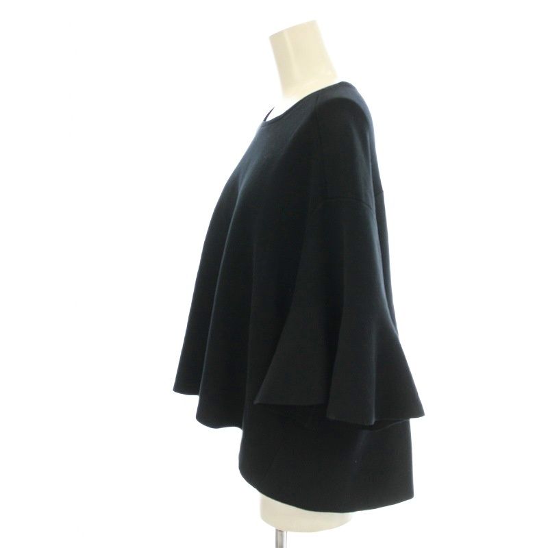 ドゥロワー Drawer ニット 半袖 カットソー フレアスリーブ 1 紺