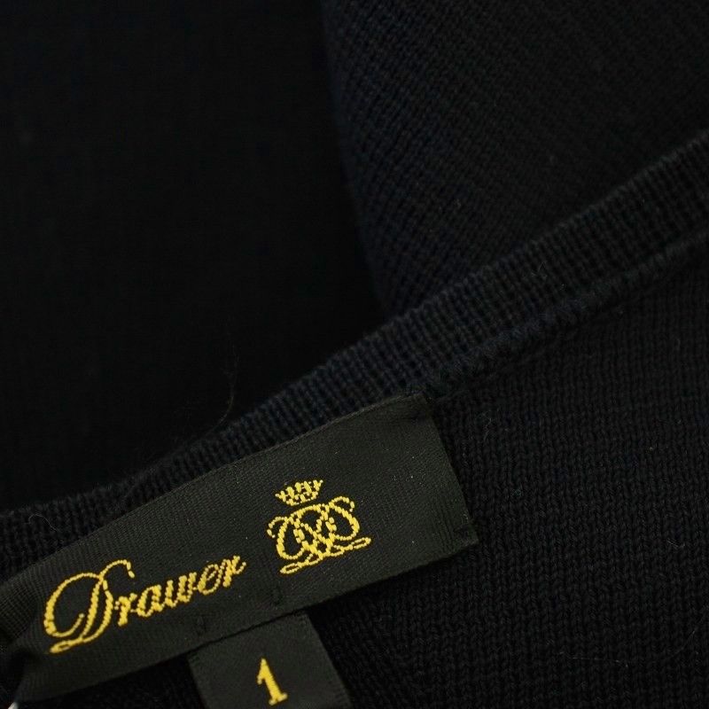 ドゥロワー Drawer ニット 半袖 カットソー フレアスリーブ 1 紺