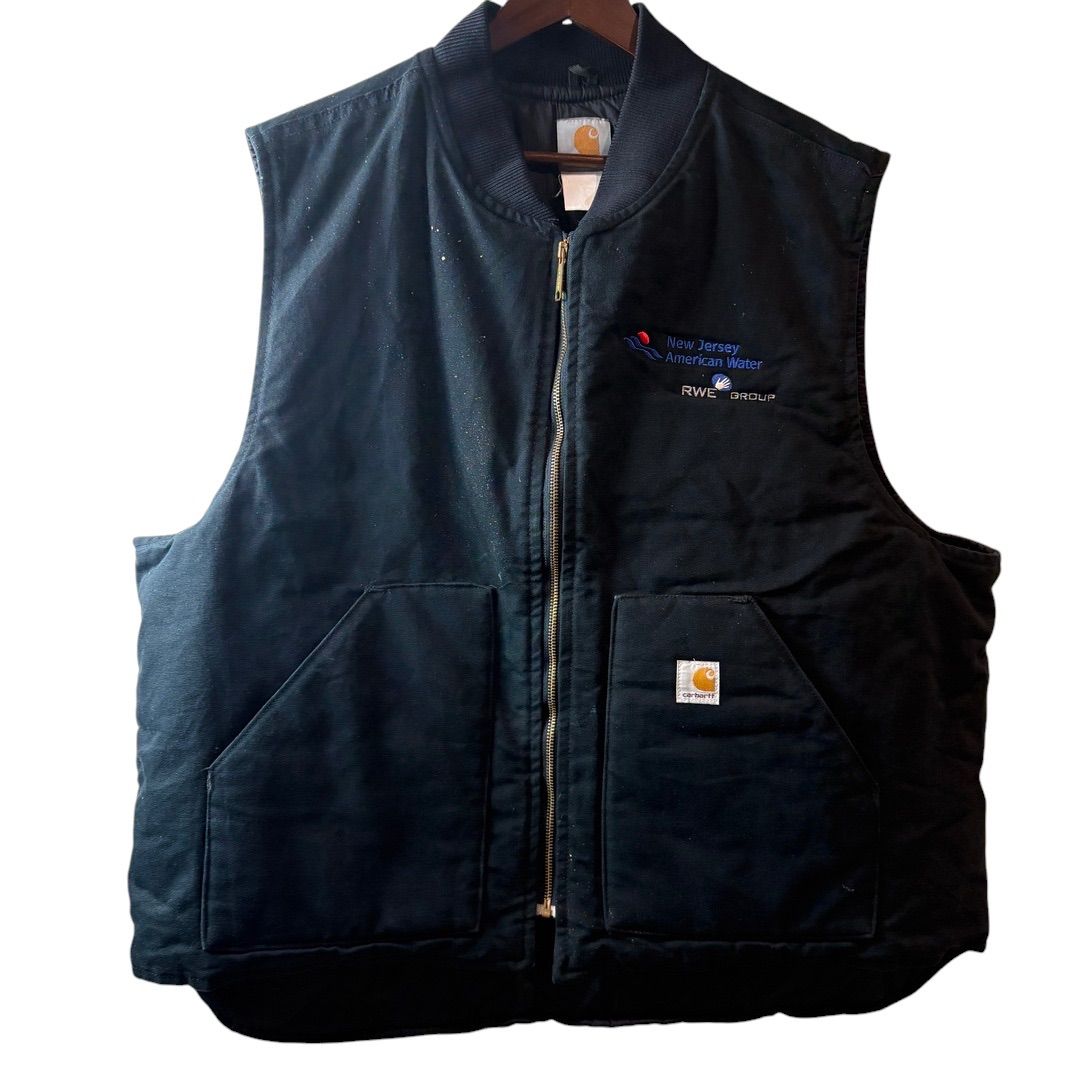 Carhartt Duck Work Vest Black Company Embroidery ダックワーク