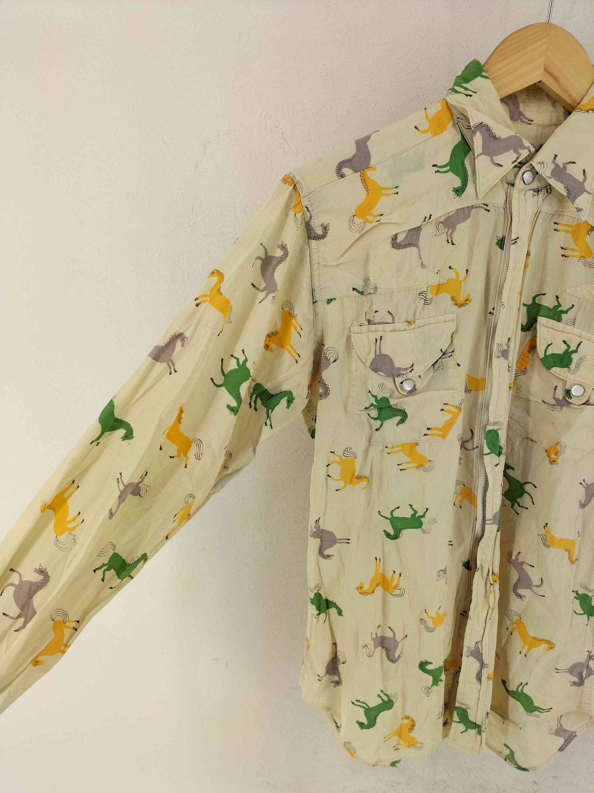 Panhandle Slim(パンハンドルスリム) 50S ホース総柄 ウエスタンシャツ カウボーイシャツ Conmaticジップ メンズ 表記無 【中古】【ブランド古着バズストア】 パンハンドルスリム Panhandle Slim 50S ホース総柄 ウエスタンシャツ