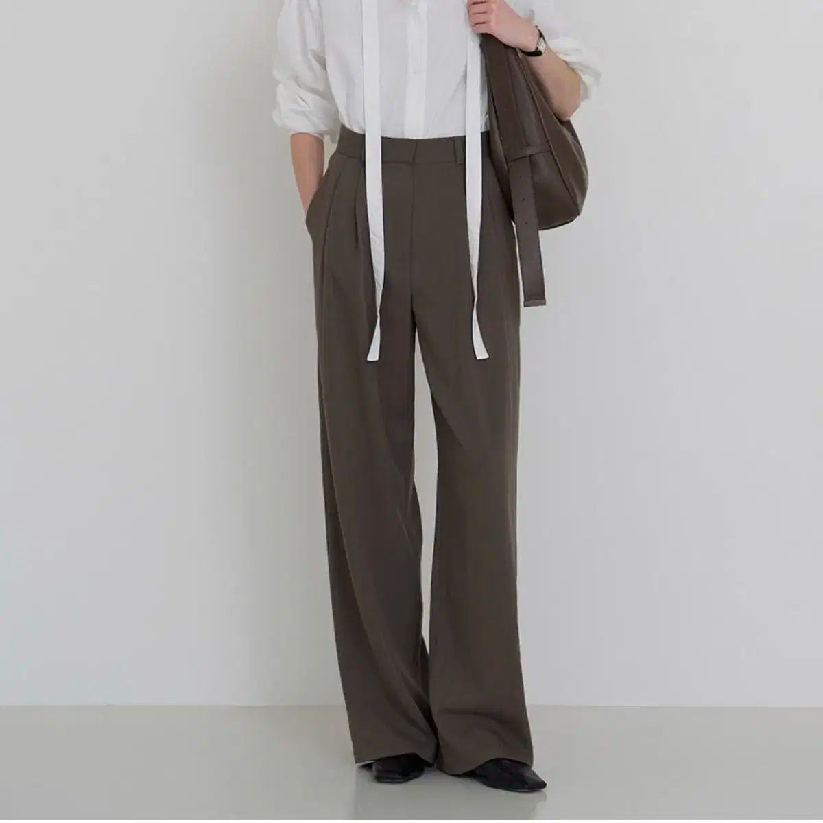  ウールルルパン ツータックワイド スラックス ブラウン Mサイズ スラックス パンツ