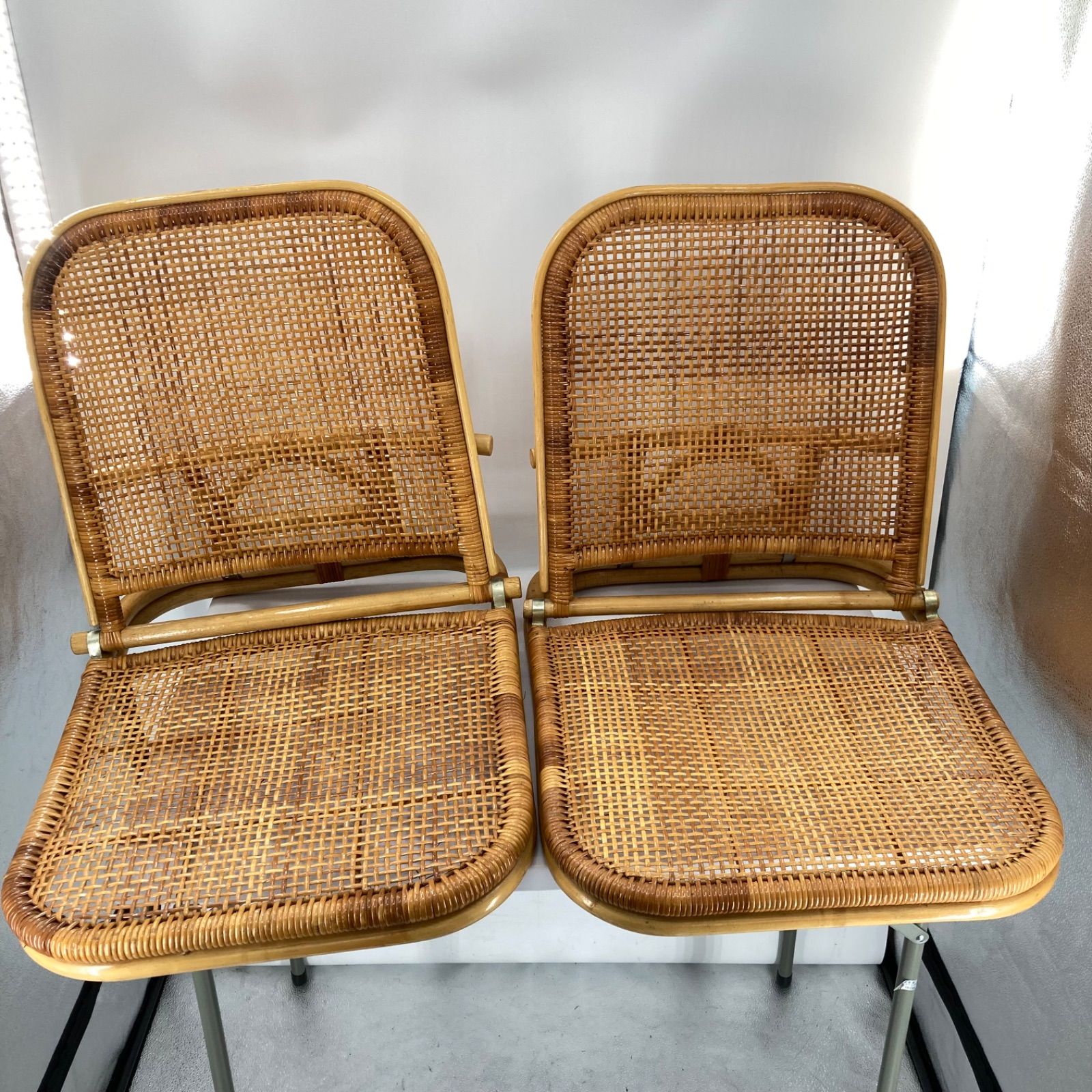 ラタンチェア 籐椅子 2脚セット ROBIN 折りたたみ 昭和レトロ - メルカリ