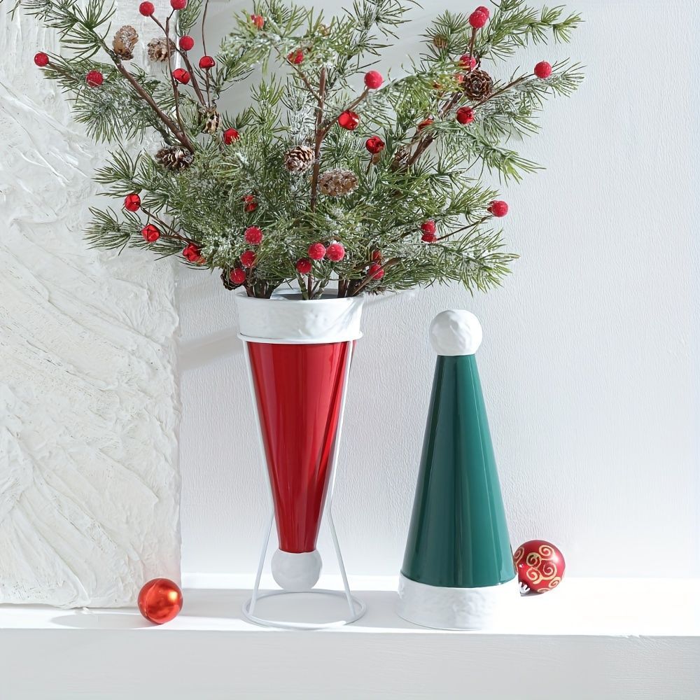 花瓶 花びん おしゃれ 帽子 赤 緑 2 ユニーク インテリア雑貨 花器 生け花 装飾 玄関 リビング ダイニング ギフト プレゼント ホーム ドライフラワー アレ