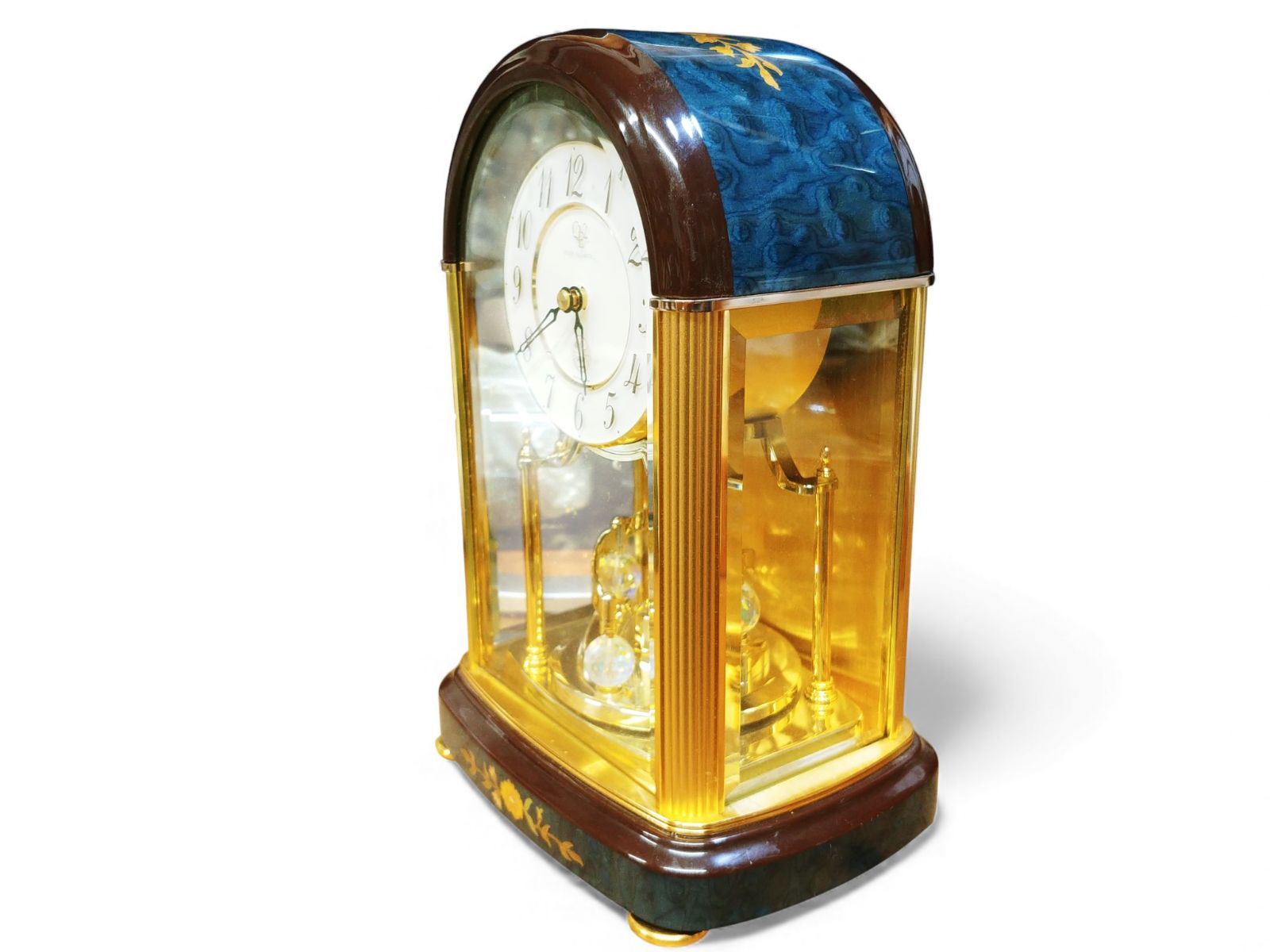 動作確認OK クイーンエリザベス2（木枠 イタリア製・象嵌）RHYTHM株式