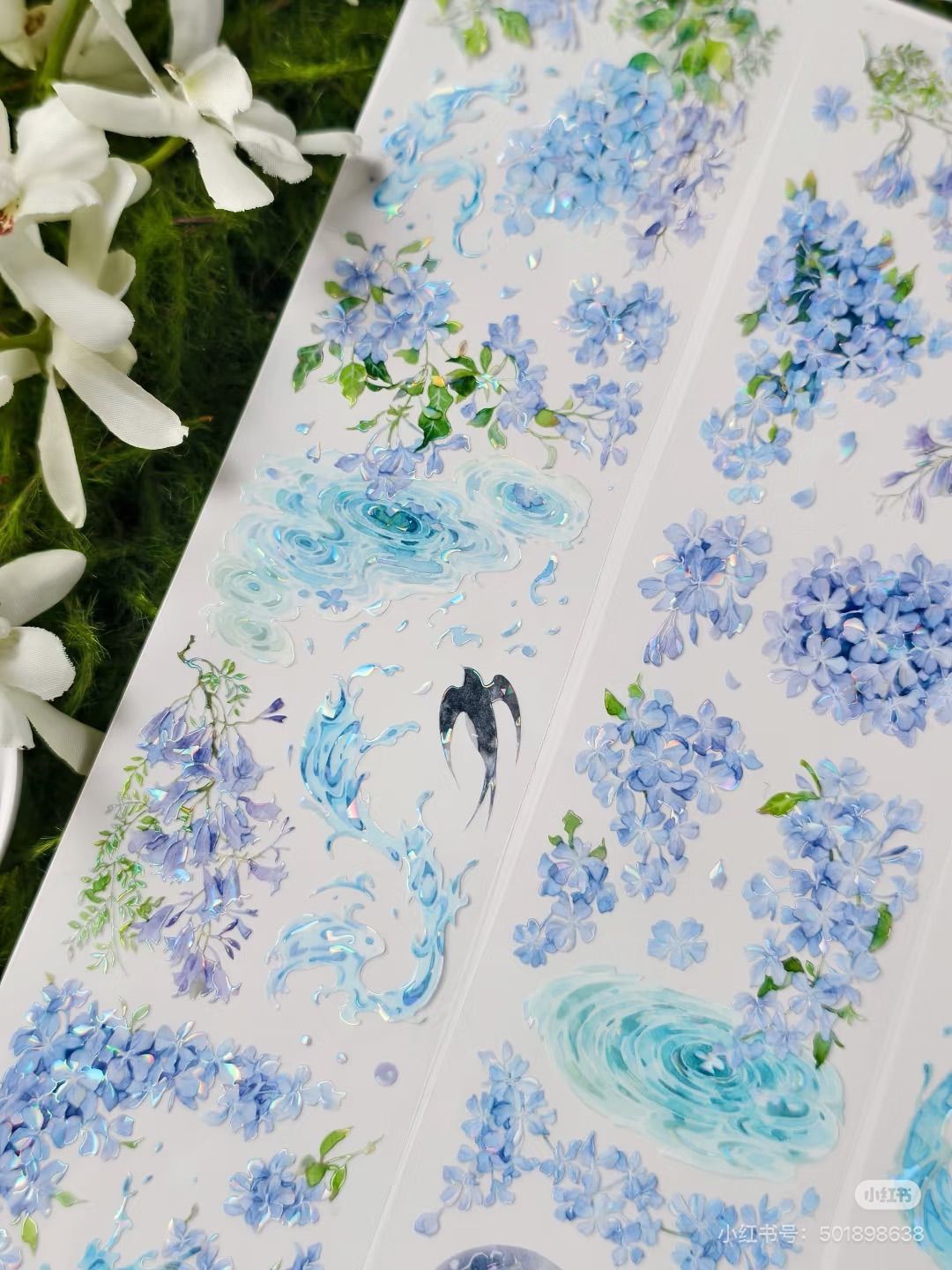 【8267】海外　マステ　3/5/巻売り　貝殻光マスキングテープ　お花系 8267】海外 マステ 3/5/巻売り 貝殻光マスキングテープ お花系