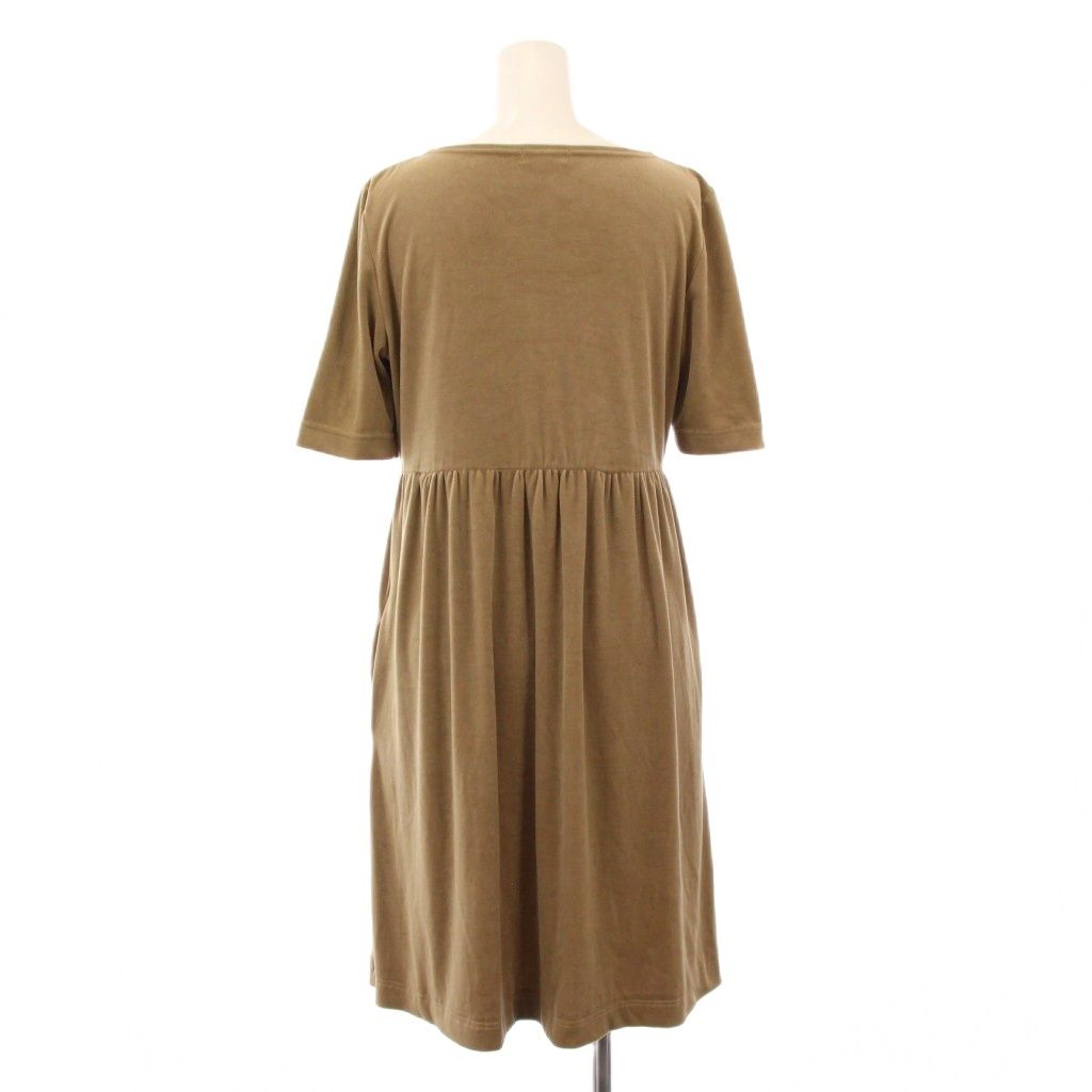 フォクシーブラウンワンピース フォクシー FOXEY RABBITS' フレアワンピース ひざ丈 半袖 Uネック