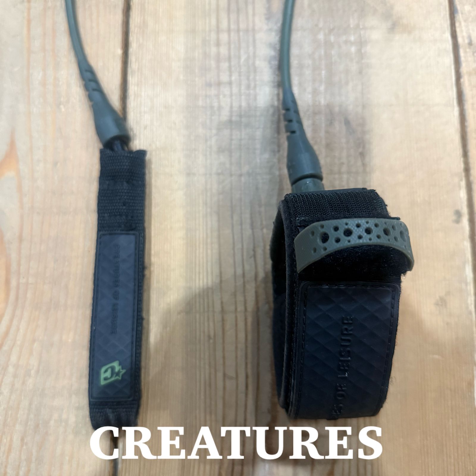 中古品 リーシュコード CREATURES カーキ サーフィン ショートボード用