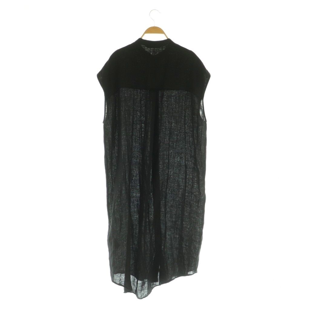 ザラ ZARA リネン ノースリーブロングシャツ ワンピース カットオフ