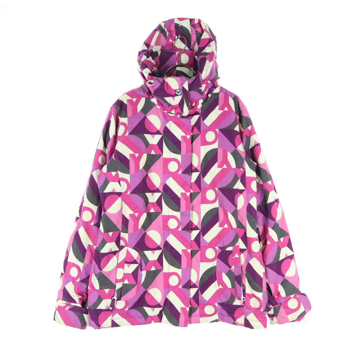 【美品✨】ROXY　スノボウェア　上下セット　L　M 総柄　ロゴ　ピンク 美品】ROXY スノボウェア 上下セット L 総柄 ロゴ ピンク ROXY スノボ