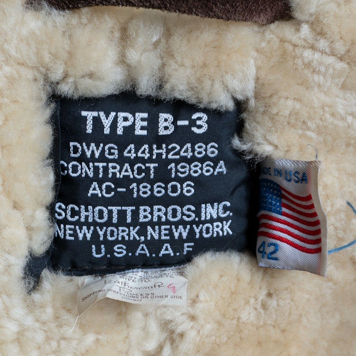 雰囲気抜群/ビッグサイズ】SCHOTT【B-3 ムートンボンバージャケット