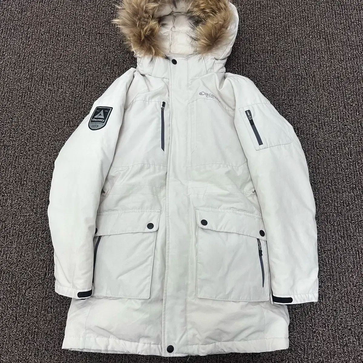 キッズ гусиный пух пуховик 150 размер айвори