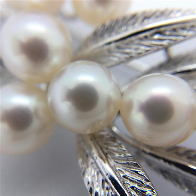 ミキモト MIKIMOTO 10P パール ブローチ SV925 10.2g シルバー【中古