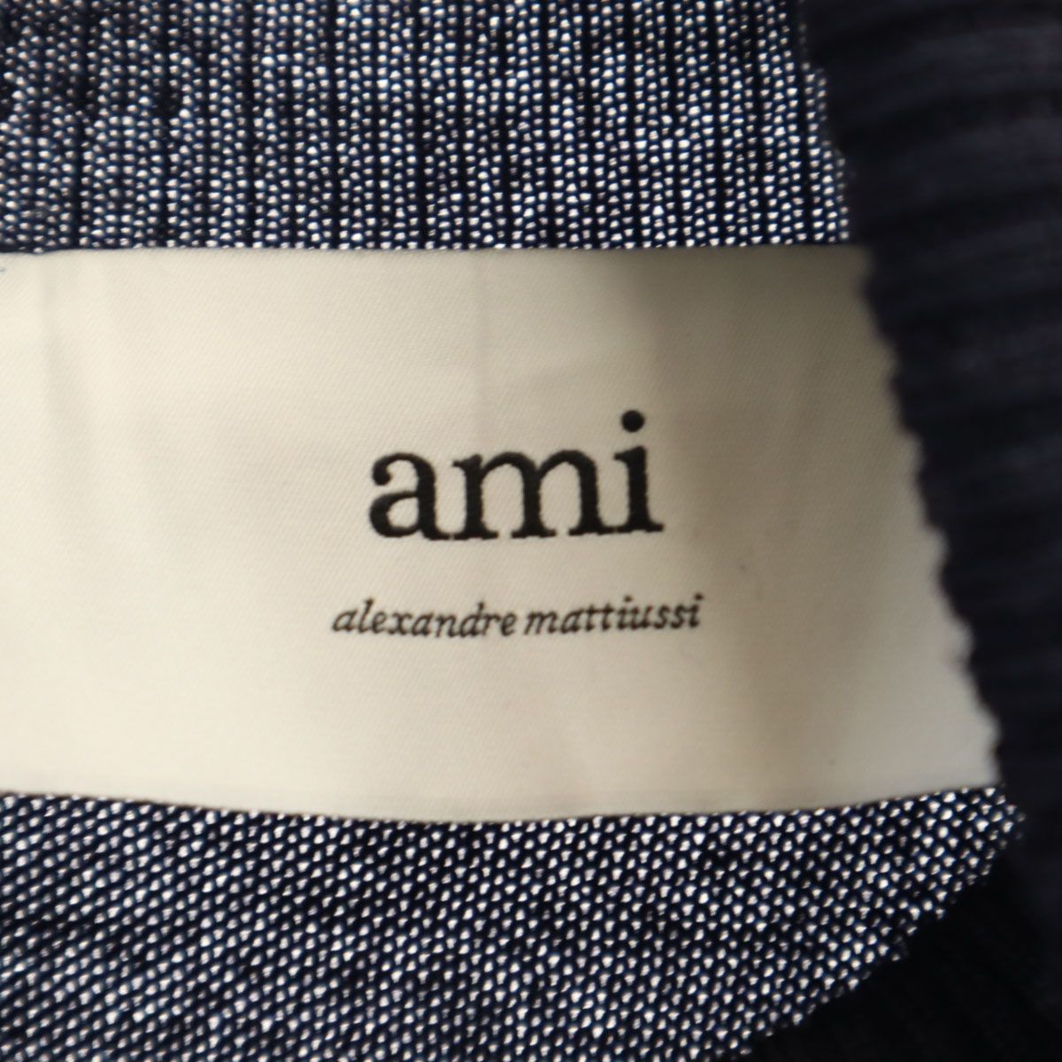 ami アミ ポルトガル製 長袖 タートルネック セーター L ネイビー