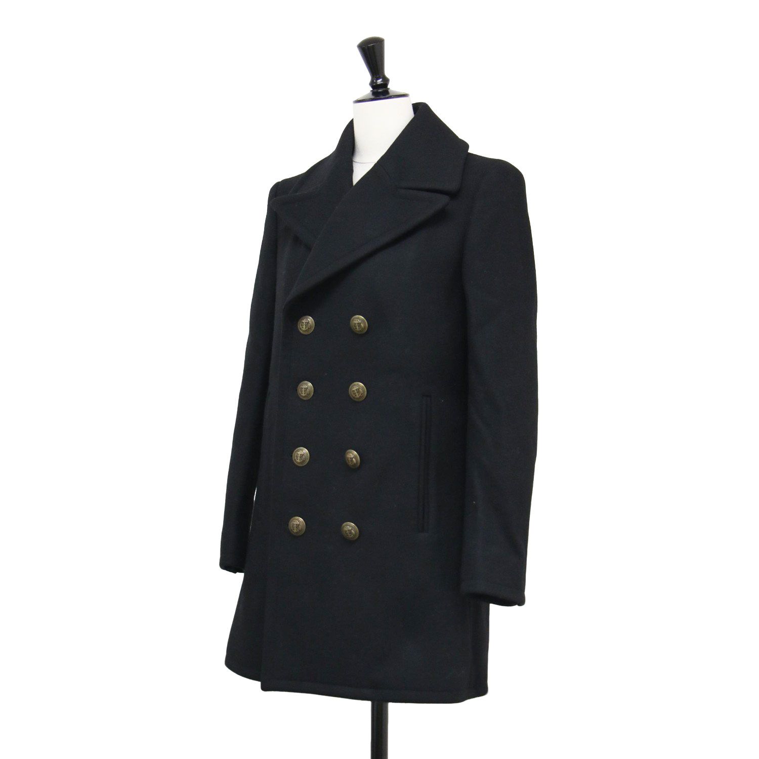 SAINT LAURENT サンローラン ダブルブレストピーコート SAINT LAURENT PARIS サンローラン パリ コート ブラック 黒 サイズ:34