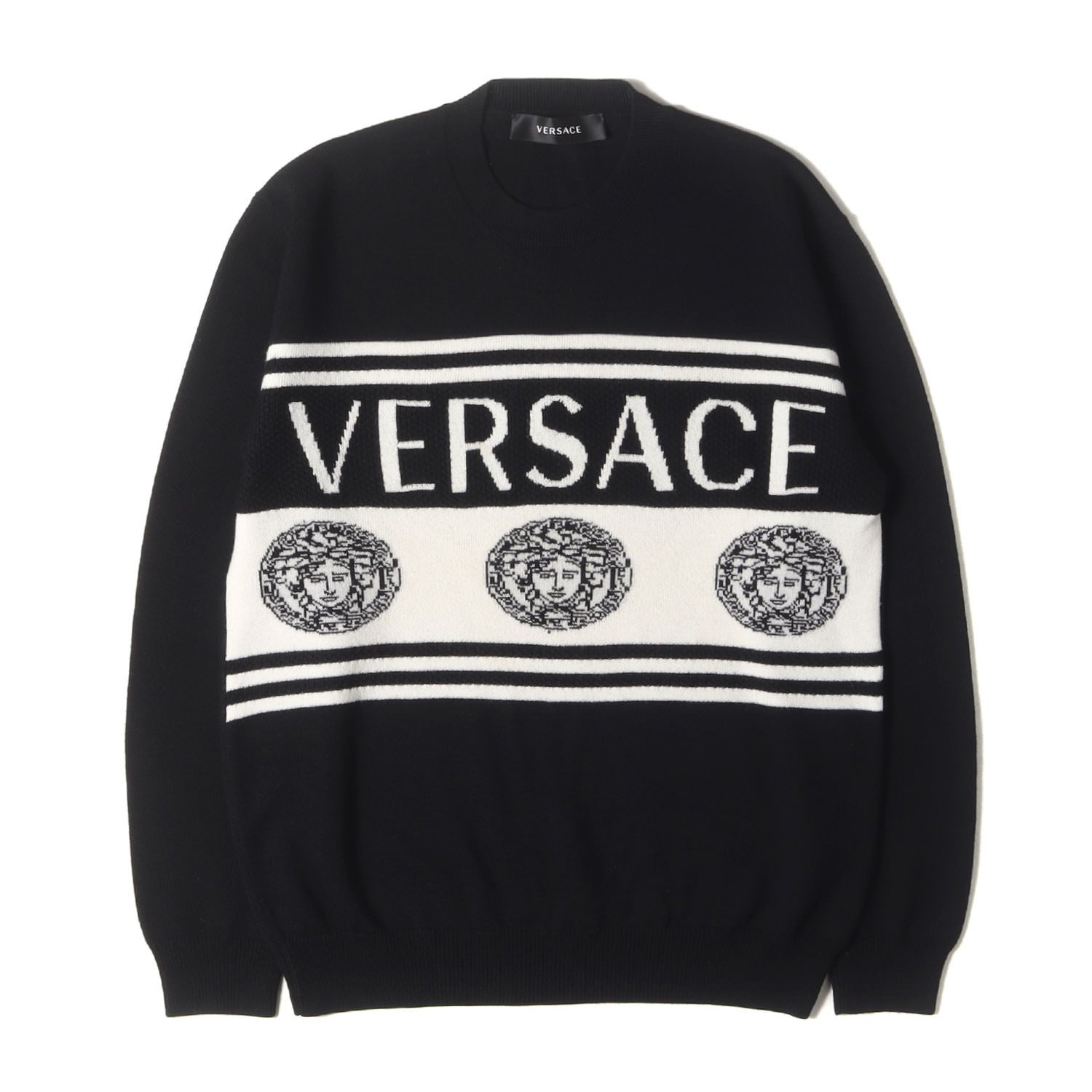 VERSACE ヴェルサーチ ニット ブラック 黒 サイズ:L | メデューサ ロゴ