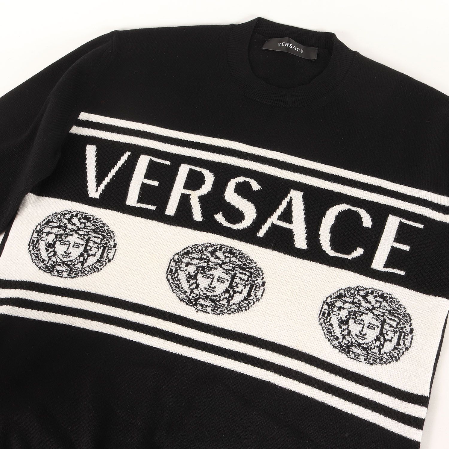 VERSACE ヴェルサーチ ニット ブラック 黒 サイズ:L | メデューサ ロゴ