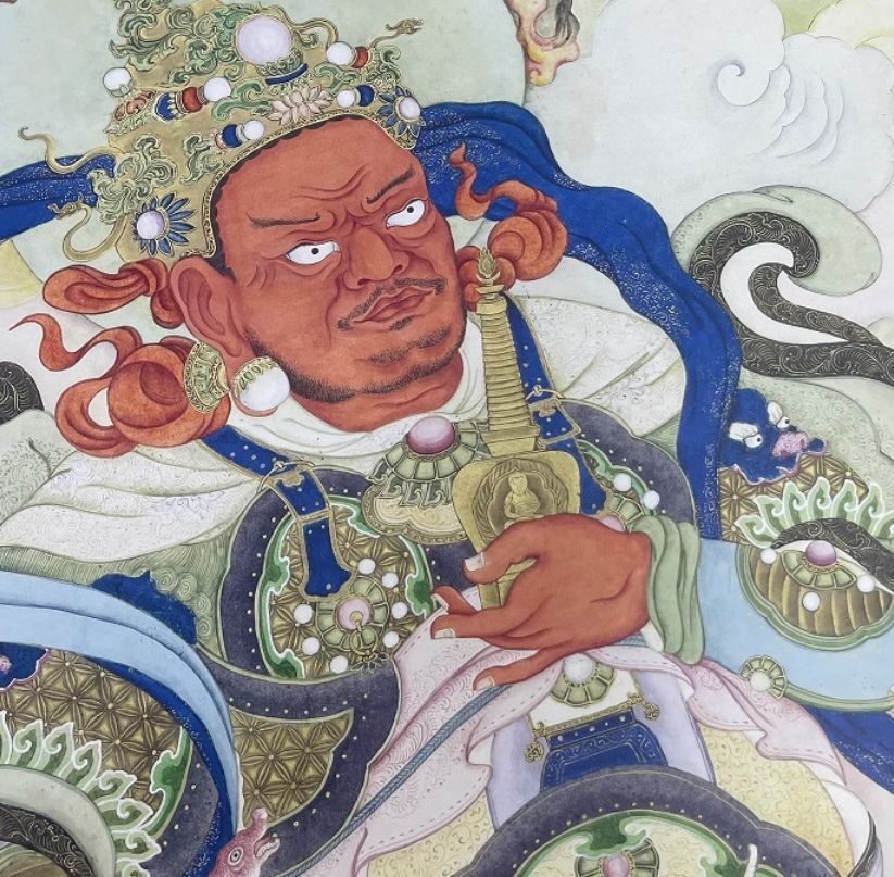 清 姚文瀚 四天王 仏像 掛画 工筆 仏画奉納掛け軸縦幅 東洋画 国画 4個