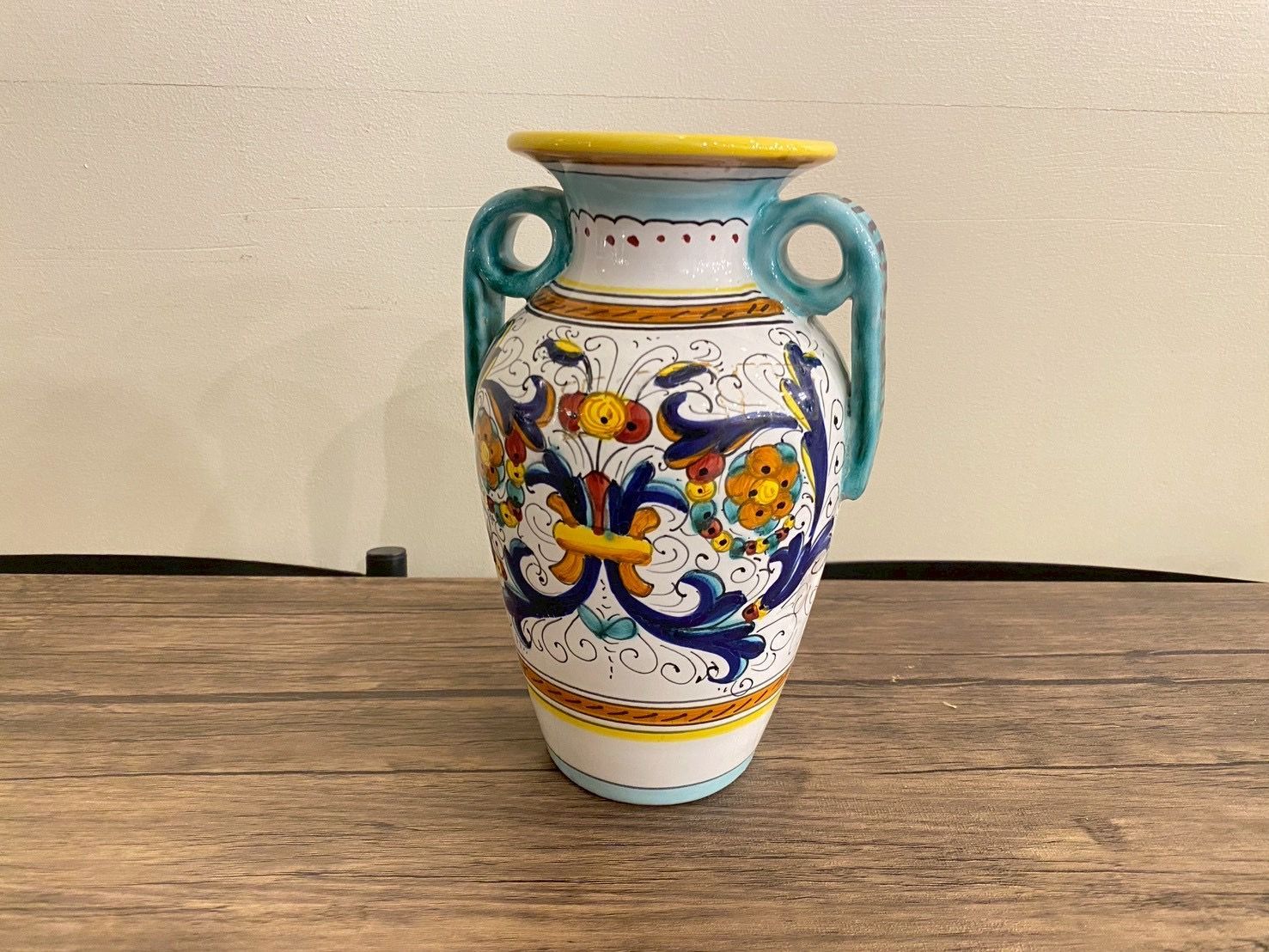 □フラワーベース 花瓶 陶器 イタリア製 アンティーク ヴィンテージ