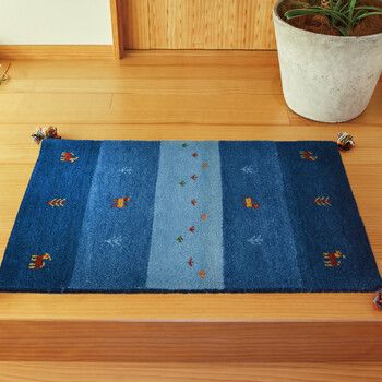 ギャッべマット 玄関マット 約45×75cm 屋内 GABBEH D20 羊毛 手織り