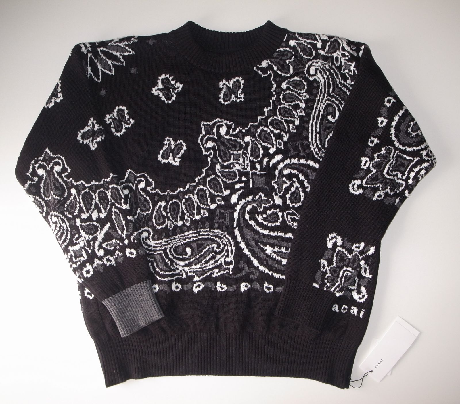 sacai bandana knit バンダナ ペイズリー ニット size1 black 22SS