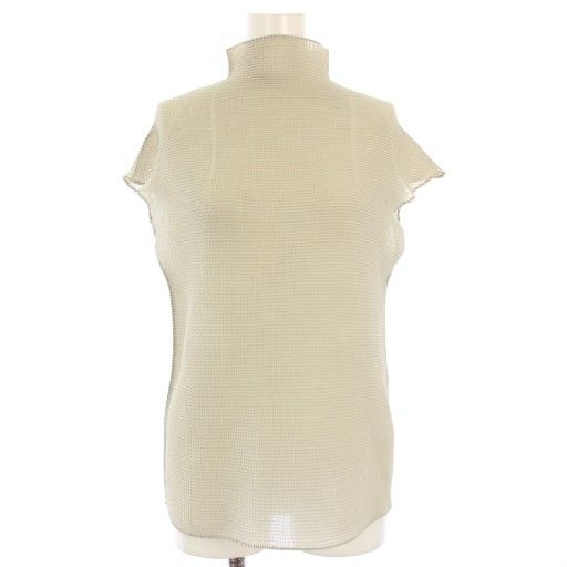 【中古】イッセイミヤケ PLEATS (T.) カットソー プリーツ フレンチスリーブ ハイネック M グレー レディース イッセイミヤケ ISSEY MIYAKE PLEATS (T.) カットソー プリーツ