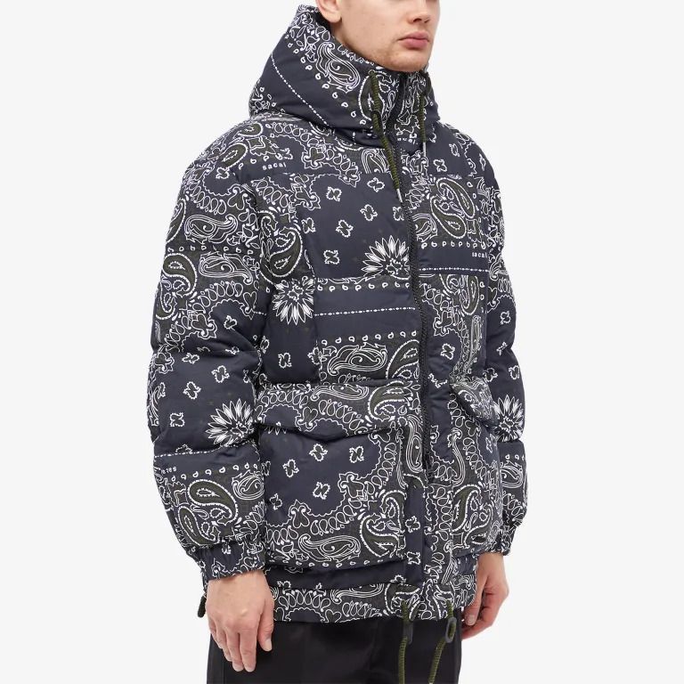 sacai bandama Padded Blouson 中綿 バンダナ パデッドジャケット navy