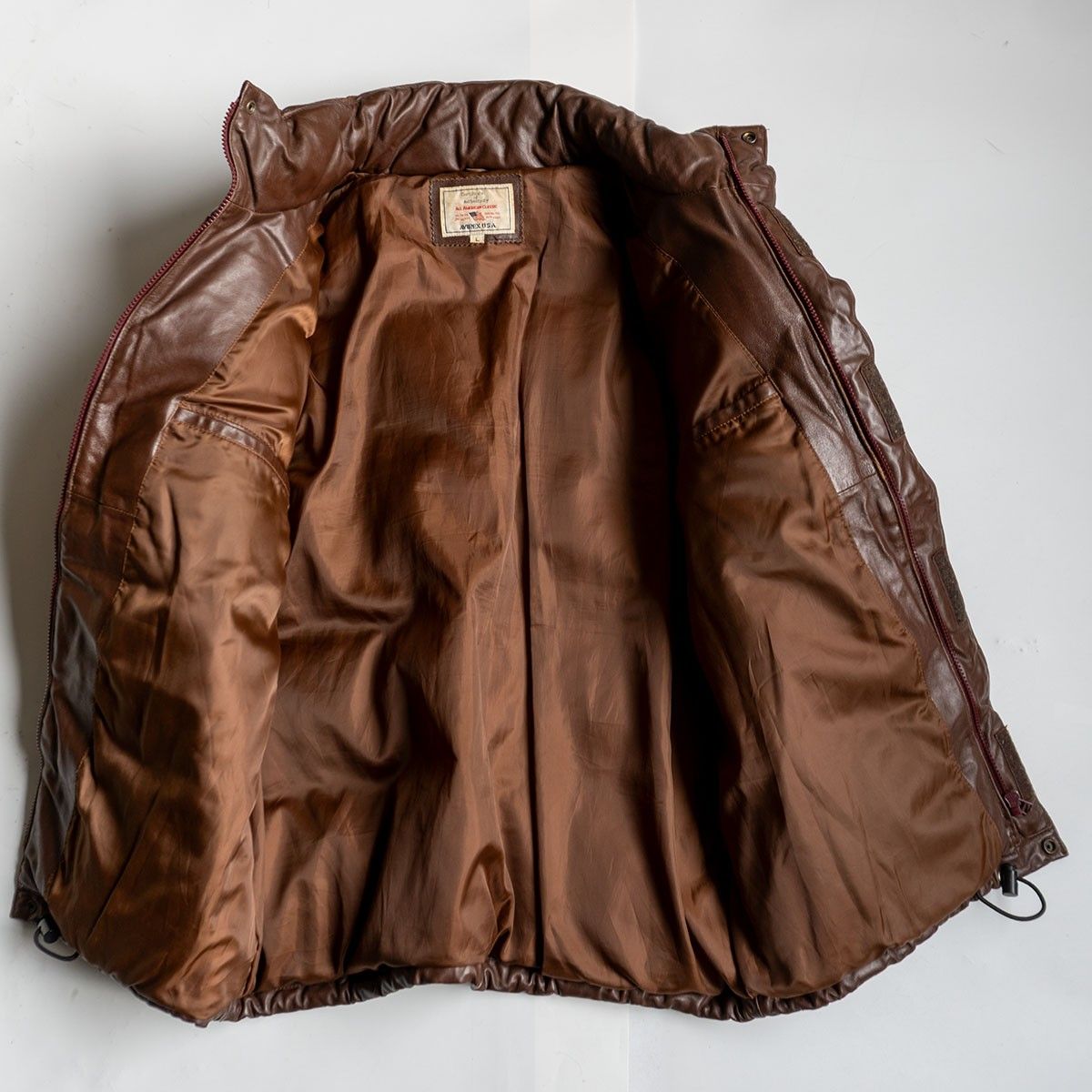 美品】AVIREX【レザー ダウン ジャケット】L ブラウン アヴィレックス
