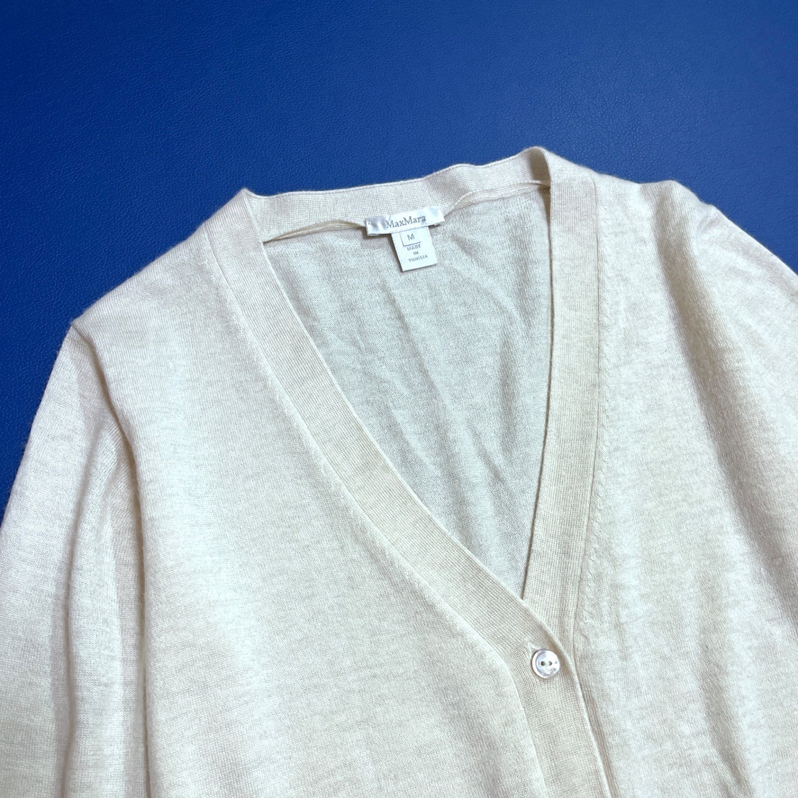 ck 84 a Max Mara カシミヤ シルク 白タグ カーディガン 七部丈 ノー Vネック ハイゲージ セーター ニット マックスマーラ