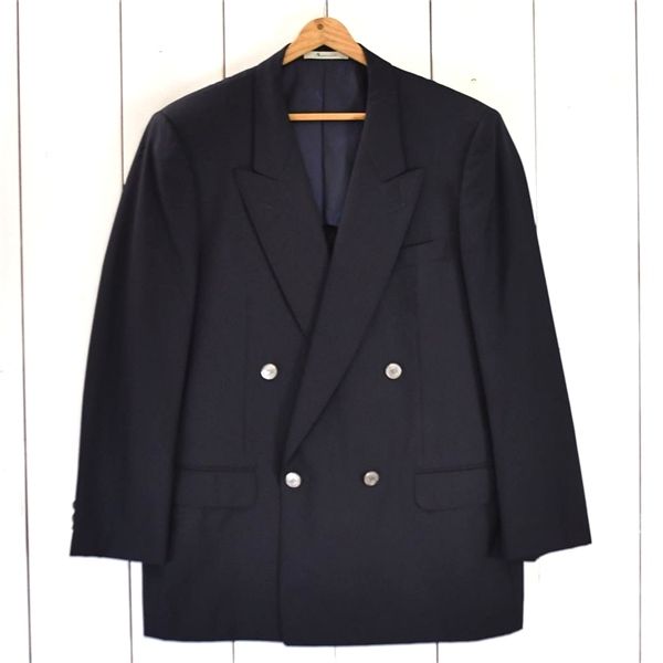 アクアスキュータム 銀ボタン 4つボタン ダブル ジャケット 98AB6 / L